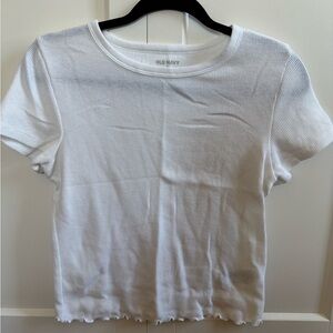 Old Navy Women's White Waffle Short Sleeve Top